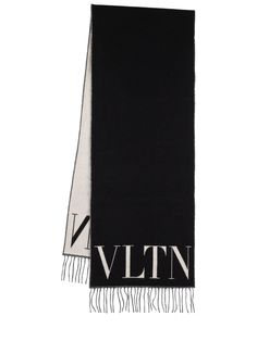 Height: 180cm Width: 35cm. Jacquard logo detail. Fringed trim Valentino Scarf, Valentino Logo, Designer Scarf, Jewelry Sale, Sport Swimwear, Sports Sweatshirts, Hat Scarf, Fringe Trim, Cashmere Wool