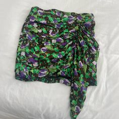 Nwt Skirt From Zara Chic Green Floral Print Mini Skirt, Purple Asymmetrical Skirt For Summer, Purple Mini Skirt For Summer, Purple Asymmetrical Skirt For Spring, Purple Skirt For Night Out In Spring, Zara Floral Print Mini Skirt, Purple Relaxed Mini Skirt For Summer, Summer Purple Relaxed Mini Skirt, Relaxed Purple Mini Skirt For Summer