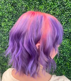 Cotton Candy Colored Hair, Creative Hair Color Short, Colorful Short Hair, Pink And Purple Hair Ideas, Pastel Rainbow Hair, Short Dyed Hair, Cotton Candy Hair