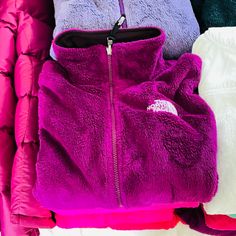 Lots Of Colors And Sizes!! Warm And Cozy Soft Versatile 3 Colors For Emmajayne 149$ Purple Outerwear With Fleece Lining For Outdoor Activities, The North Face Purple Outerwear For Fall, Brown Fleece-lined Outerwear For Hiking, Multicolor Fleece-lined Outerwear For Cold Weather, Pink Fleece-lined Hoodie For Winter, Purple Fleece Long Sleeve Outerwear, The North Face Purple Long Sleeve Outerwear, Cheap Pink Fleece-lined Outerwear, Red Fleece-lined Outerwear For Outdoor