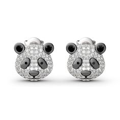 Jeulia Jewelry, Small Nose, Be Calm, Cute Panda, White Stone, Watch Design, Diamond White, Exclusive Designs, Sterling Silver Earrings