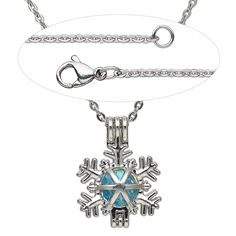 Imitation rhodium adds brilliant shine to the snowflake cage which has captured inside of it an aqua bohemica Preciosa crystal for a hint of brilliant blue color.The Simple and Sleek Jewelry™ line features on-trend, ready-to-wear pieces. Each item from the Simple and Sleek collection comes in a neutral, cream-colored organza pouch for easy gift-giving or resale. Sleek Jewelry, Organza Pouch, Necklace Simple, Easy Gifts, Everyday Jewelry, Steel Chain, Stainless Steel Chain, Gift Necklace, Ready To Wear