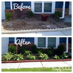 before and after landscaping in front of a house