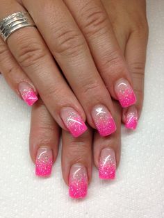 nails pink gel nail french designs ideas glitter tips tip polish ombre colors acrylic clear uñas season sparkle wedding color Pink Gel Nails Designs, Acrylic Ombre, Valentines Nail Art Designs, Glitter Tip Nails, Pink Nail Art Designs, Nails With Glitter, Nails Ombre, Pink Gel Nails