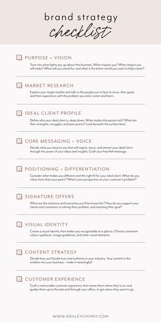 the brand strategy checklist is shown here