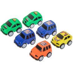 four toy cars in different colors and sizes on a white background with the words brother / sister written above them