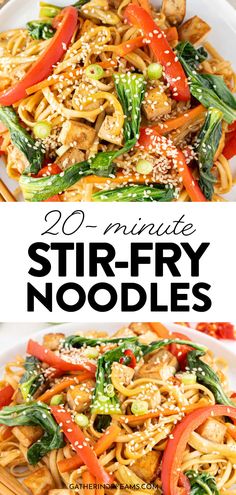 stir fry noodles with vegetables and sesame seeds