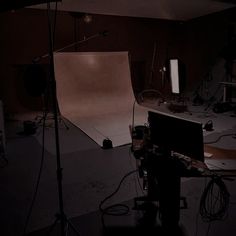 an empty photo studio with lighting equipment