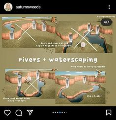 two screens showing how rivers and water scapes are connected to each other with arrows pointing in different directions