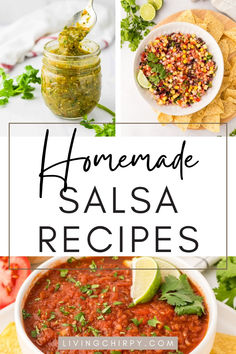 homemade salsa recipe collage with text overlay