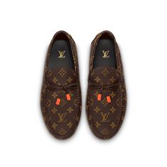 LOUIS VUITTON® - Lv Driver Moccasin - Brown Luxury Brown Slip-on Moccasins, Designer Brown Moccasins With Rubber Sole, Luxury Brown Moccasins With Round Toe, Designer Brown Moccasins With Leather Sole, Designer Brown Slip-on Loafers, Lv Shoes For Men, French Formal Garden, Men Driving, Lv Shoes