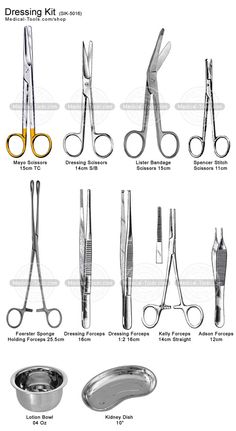 an image of medical instruments that are labeled