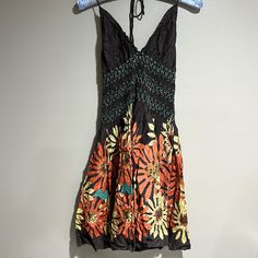 Bohemian Halter Dress Open Back Great For Spring /Summer. Gorgeous Cute Dress. Brand Hot Kiss Sz- Small Stretchy Fabric. 100% Cotton. Soft On The Skin. Multi Color Brown/Cream/Orange. Nwt/Never Worn/Excellent Condition. No Flaws Pit To Pit 12 Inch Approx. Can Be Stretch Length Approx 34 Inch If Have Questions Send Me A Comment. Happy Shopping! Fitted Boho Print Sundress For Summer, Orange Mini Beachwear Dress, Fitted Multicolor Boho Dress For Vacation, Orange Sundress Mini Dress For Beach, Fitted Summer Sundress With Boho Print, Orange Sleeveless Beach Dress For Spring, Orange Sleeveless Sundress For Summer, Fitted Multicolor Boho Dress For Summer, Fitted Multicolor Boho Sundress