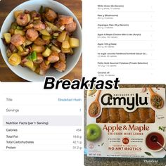 an image of breakfast menus on the app store's facebook page and apple & maple salad