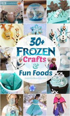 frozen crafts and fun foods are featured in this collage with the title overlay