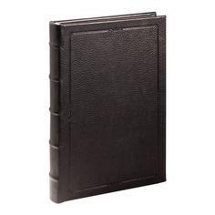 a black leather book on a white background