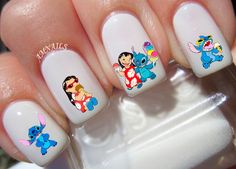 Lilo And Stitch Nail Art, Stitch Nail Art, Disney Nail Decals, Lilo I Stitch, Galaxy Unicorn, Disney Acrylic Nails, Lilo Y Stitch, Unicorn Nails, Lilo Et Stitch