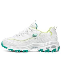 Green Lace-up Sneakers With Vented Sides, Synthetic Sneakers With Vented Sides For Outdoor Activities, Green Sneakers For Light Sports With Vented Sides, Skechers D Lites, Dad Shoes, Shoe Company, Chunky Sneakers, Shoes White, Pretty Shoes