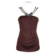 Gucci sleeveless embellished brown top. Size M Condition: Really good. Chic Gucci Party Bottoms, Luxury Designer Gucci Tops, Sheer Gucci Top, Gucci Black Party Top, Multicolor Gucci Tops For Summer, Gucci Fitted Sleeveless Top, Black Gucci Tops With Letter Print, Top Marron, Chic Closet