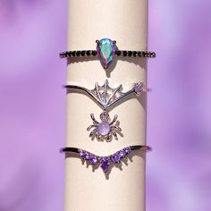 Add a touch of magic with our Dark Magic Ring Set! With a mysterious black double band and a mesmerizing deep-hued purple crystal, this ring is just what you need to infuse your style with enchantment and mystic allure. Dark Magic, Magic Ring, Necklace Chain Lengths, Purple Crystal, Purple Crystals, Wrap Rings, 18k Rose Gold, Chain Lengths, Ring Set