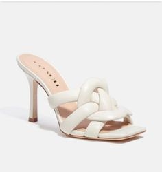 Coach Kellie Sandal - Chalk - Various Sizes | eBay Before Midnight, Leather Heels Sandals, Sandals Brands, Dress Sandals, Heeled Sandals, Stiletto Heel, Shoe Collection, Leather Heels, White Leather