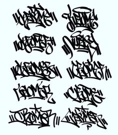 some type of graffiti written in black ink on a white background with the word's name