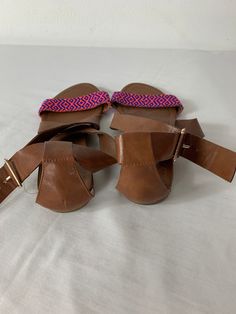 H&M Sandal Size 7 Color: brown, hot pink and blue Bag 8c JN 7 And 7, Blue Bags, Hot Pink, H&m, Size 7, Sandals, Pink, Blue, Color