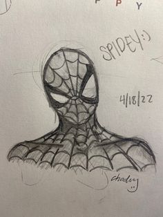 a drawing of a spider man with the words spider on it's back side