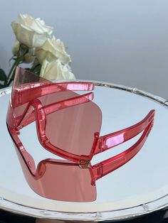 Brand new Gucci GG1631S 001 Sunglasses. Color: Red. Shape: Oversized Mask. Lens Width: 99mm. Lens Bridge: 1mm. Arm Length: 125mm. Lens Color: Tinted Red. Features: No comments needed. These speak for themselves. Made in: Italy. Retail Price: $390. Arrives in Gucci jewel-toned velvet case with matching satin pouch, cleaning cloth, and authenticity card. All items are guaranteed 100% authentic and brand new. Modern Pink Shield Sunglasses With Polarized Lenses, Modern Pink Shield Sunglasses With Mirrored Lenses, Modern Red Shield Sunglasses With Gradient Lenses, Rimless Glass Shield Sunglasses With Tinted Lenses, Pink Sunglasses With Gradient Lenses, Pink Gradient Lens Sunglasses In Polycarbonate, Pink Plastic Shield Sunglasses With Uva Protection, Rimless Glass Shield Sunglasses With Uva Protection, Modern Pink Shield Sunglasses With Tinted Lenses