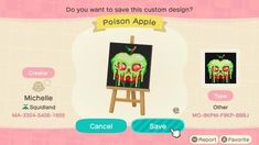 an image of a cartoon apple painting on a easel