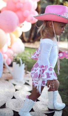 Rodeo Themed Third Birthday, Cow Birthday Party Outfit, Girly Cowgirl Party, One Year Old Cowgirl Photoshoot, Cowgirl Outfits Birthday Party, Baby Cowgirl Outfit, Cowgirl Two Year Old Birthday, 2 Year Birthday Theme Cowgirl