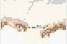 a cross stitch pattern with brown and white squares