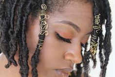 Just in case you need reminding, You are a BOSS! Wear this special piece in your hair as a constant reminder that you got this! Keep seeing those word hair barrettes and sad they don't fit on your natural hair? This is a perfect casual accessory to spice up natural hair. Works on locs, twists, or braids - Just insert the hair through the jewelry, firmly grasp the end of the hair, and slide the jewelry up the hair shaft.  The flexibility of the jewelry can allow you to slightly tighten or loosen to fit your hair size, but please send a message specifying what size your locs are (small, medium, large) . **When sizing jewelry, if unsure, size down. It is better for jewelry to fit snug than to fit loosely and fall off! Dreadlocks Braids, Hype Hair, Loc Jewelry, Casual Accessories, Hair Barrettes, Jewelry Gold, Barrettes, Locs, Hair Jewelry