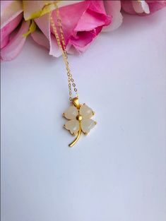 A piece of charming & cute white jade necklace, which is made with genuine 100% natural real white jades and 14k gold plated necklace. A great combination of modernness and elegance. The simple and lovely lucky clover design adds a spark to your daily wear or a bit of charm for your fun dating night. Perfect as a gift for your loved ones or yourself, and to wish them GOOD LUCK! Some Highlights of this piece 18'' white lucky Chinese jade pendants are: ＊High-quality Material Only 100% natural White Gemstone Jewelry For Gifts, Elegant White Jade Jewelry, White Jade Jewelry For Wedding, Delicate White Necklace For Gift, Handmade White Jade Necklaces, White Delicate Gemstone Necklace, Delicate White Gemstone Necklace, Elegant White Jewelry For Good Luck, White Pendant Necklace For Good Luck