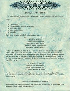 Forgiveness Spell Created by Moonlight Musings https://www.facebook.com/pages/Moonlight-Musings/255513267917738 Forgiveness Spell, Self Forgiveness, Spells For Beginners, Under Your Spell, Eclectic Witch