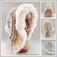 the hat is knitted with white yarn