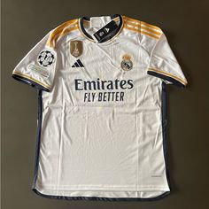 the jersey worn by real madrid is on display