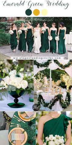 green and white wedding color palettes for the bridesmaid, bridal party