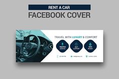 a car facebook cover with the words travel with luxury and comfort