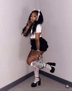 How To Style Knee High Boots Baddie, Fur Boots Outfit Y2k, Knee-high Platform Boots For Fall Streetwear, Fur Boots Outfit Black Women Y2k, Platform Knee-high Boots For Streetwear, Bad And Boujee Outfits, Cute Birthday Outfits, Fasion Outfits, Shein Outfits