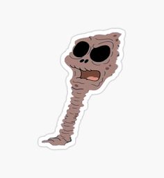 a sticker with an image of a skeleton in the shape of a worm