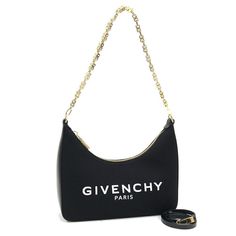 Givenchy Shoulder Bag Moon Cutout Leather Chain Handbag Black Approx. W26.5 X H13/21 X D7.5cm Leather Handle Approx. 30cm Chain Shoulder Approx. 49cm Luxury Black Hobo Bag With Metal Hardware, Givenchy Hobo Bag, Moon Cutout, Vintage Givenchy Bag, Givenchy Chain Bag, Givenchy 4g Bag, Givenchy Bags, Chain Handbag, Givenchy Bag