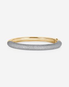 Pavé Diamond Stackable Gold Cloud Bangle- Classic product still in Yellow Gold Personalized Gifts For Mom, Mens Band, Hinged Bangle, Fine Jewelry Collection, Luxe Gifts, Diamond Studs, Pave Diamonds, Jewelry Care, Diamond Shapes