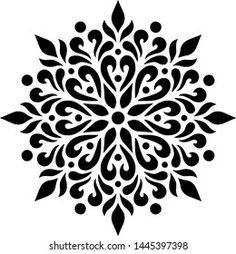 a black and white snowflake on a white background