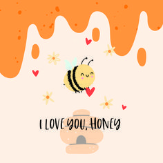 a bee flying over a honeycomb with the words i love you honey