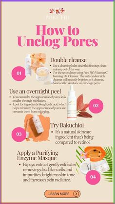 Clogged pores are the result of dead skin cells getting trapped in your skin. When pores are clogged, it can result in blackheads, whiteheads, and acne. Read on to discover six common methods to unclog pores. Lip Care Tips, Night Time Skin Care Routine, Skin Detox, Spa Day At Home, Summer Skincare, Sensitive Skin Care, Oil Cleanser, Diy Skincare, Cruelty Free Skin Care