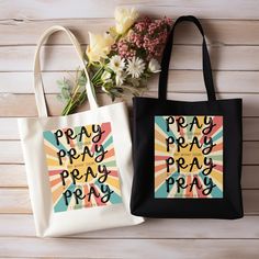 If you're looking for a Religious Tote Bag, Bible Tote Bag, Christian Teacher Bag, Christian School Teacher Gift, Back to School Gift, Sunday School Bag, Book Bag, well here it is! Who doesn't need a reminder to pray more?! Uplifting message from 1 Thessalonians 5:16-18 reminding us to Rejoice, Pray and Give Thanks! This 100% cotton bag comes in one size - 15" x 16"- perfect for everyday wear. While the canvas material will show off your designs in great colors, it's durable and will last for ye Christian School Teacher Gifts, Bible Tote Bag, Tote Bag Christian, Teacher Gift Back To School, Teacher Bag, Teacher Bags, School Teacher Gifts, Back To School Gift, Christian School