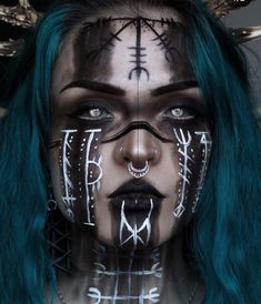 Dark Viking Makeup, Norse Witch Makeup, Viking Warrior Woman Makeup, Pagan Witch Makeup, Halloween Demon Makeup, Viking Witch Makeup, Evil Witch Makeup, Demon Makeup Halloween