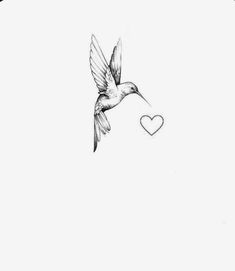 a black and white drawing of a bird with a heart on it's wing