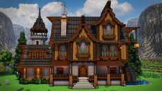 Minecraft: How To Build A Big House | Tutorial Big Minecraft Building Ideas, Mincraft Homes Idea, Minecraft Building Ideas Beginner, Minecraft School Tutorial, Minecraft House Youtube, Mc House Ideas Layout, Minecraft Platform House, Minecraft Houses Survival Blueprints, Minecraft 3 Person House